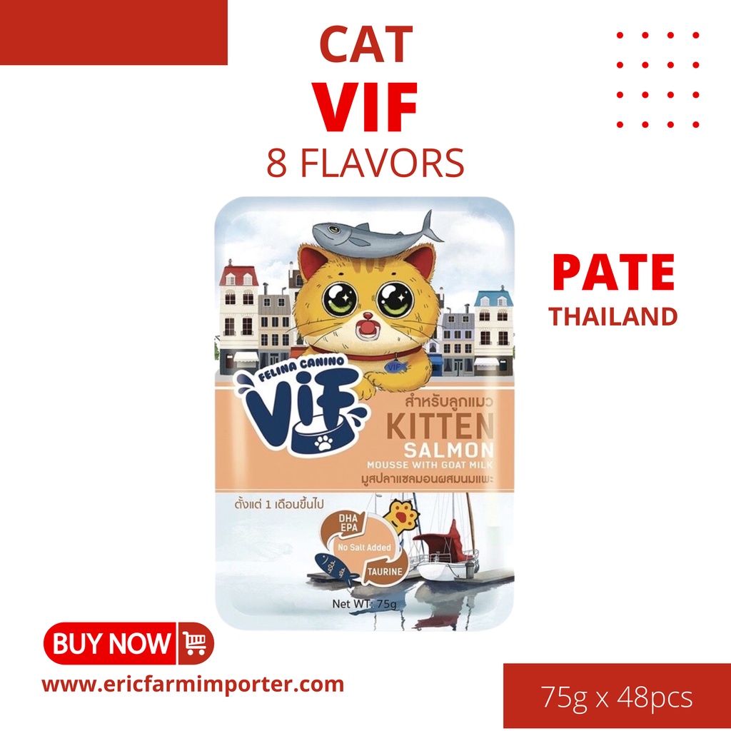 Pate VIF ThaiLand 75g cho mèo đủ vị 🐶 FREE SHIP 🐶 1 thùng 48 túi 75g thức ăn cho mèo