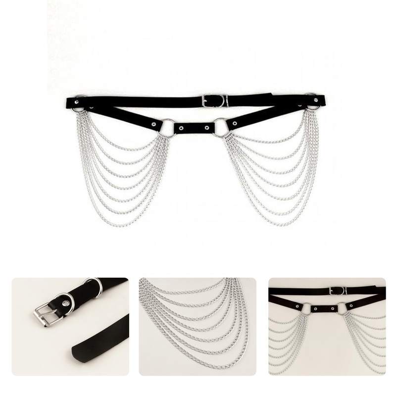Dây Xích Màu Đen Đeo Thắt Lưng Quần Jean Phong Cách Punk Cá Tính
