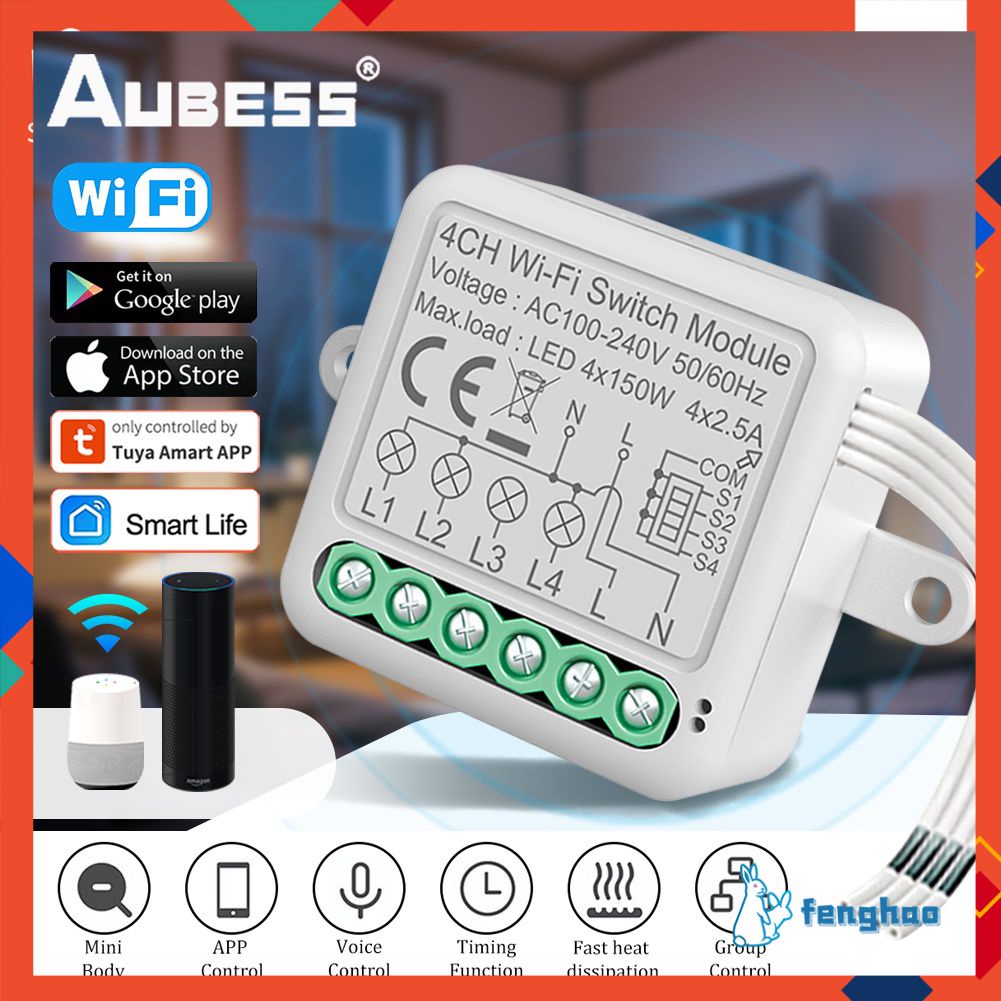 Công Tắc Đèn Không Dây Thông Minh 10a 2 Chiều Điều Khiển Từ Xa Bằng Tia Cực Tím alexa alice google home
