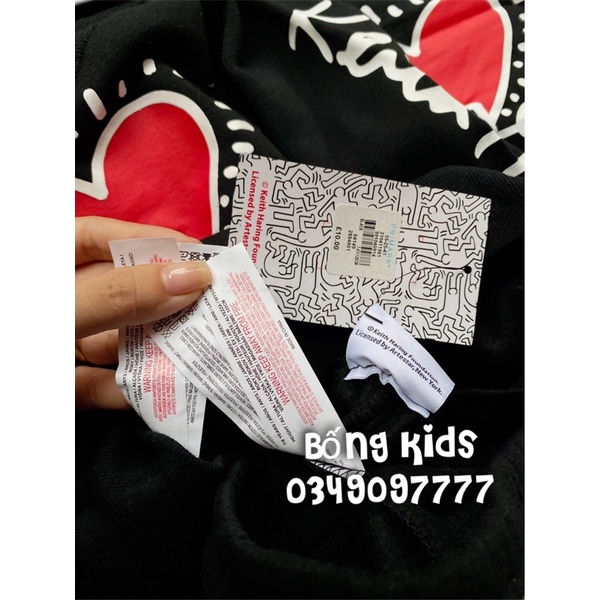 Bộ Nỉ Bé Gái Trai Tim Đỏ/Đen PR