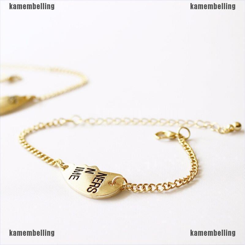Set 2 Vòng Tay Mặt Trái Tim Chia Đôi Khắc Chữ Best Friends Forever