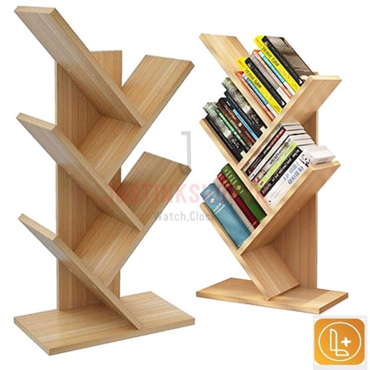 Kệ sách gỗ hình xương cá [FREE SHIP] Kệ gỗ 5 tầng đa năng để bàn gỗ MDF phủ Melamin