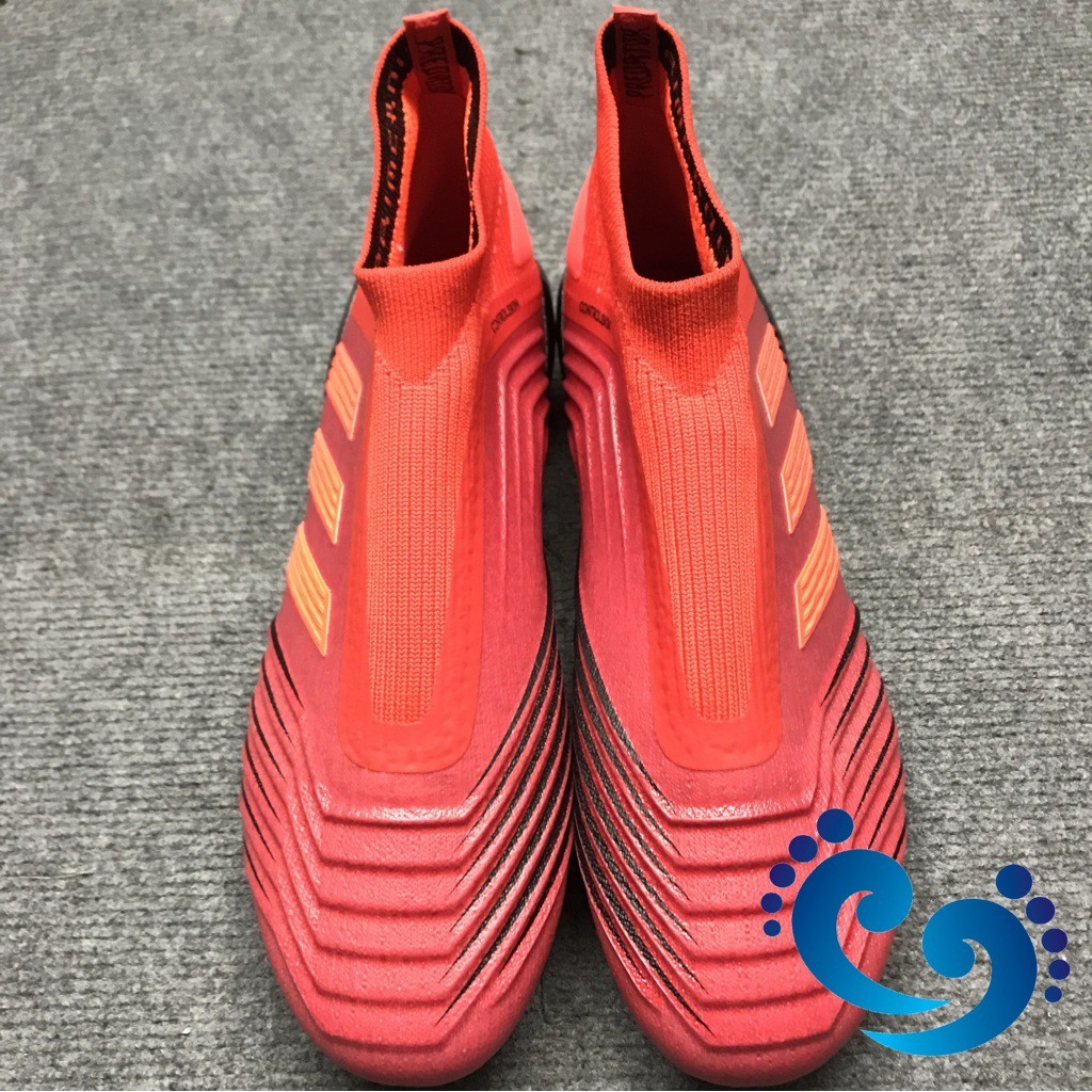 Giày đá bóng Predator 19 plus đỏ đen pha  tự nhiên  (combo giày +túi)