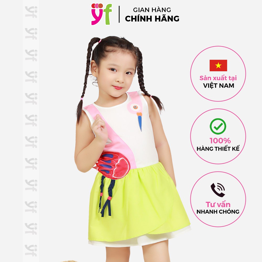 Đầm cho bé thêu đắp nổi hình thiên nga YF, chất cotton cho bé 10-14KG - 6DX110