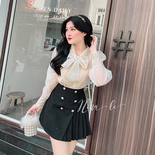 Áo sơ mi voan óng cổ nơ nữ cực hot sm40
