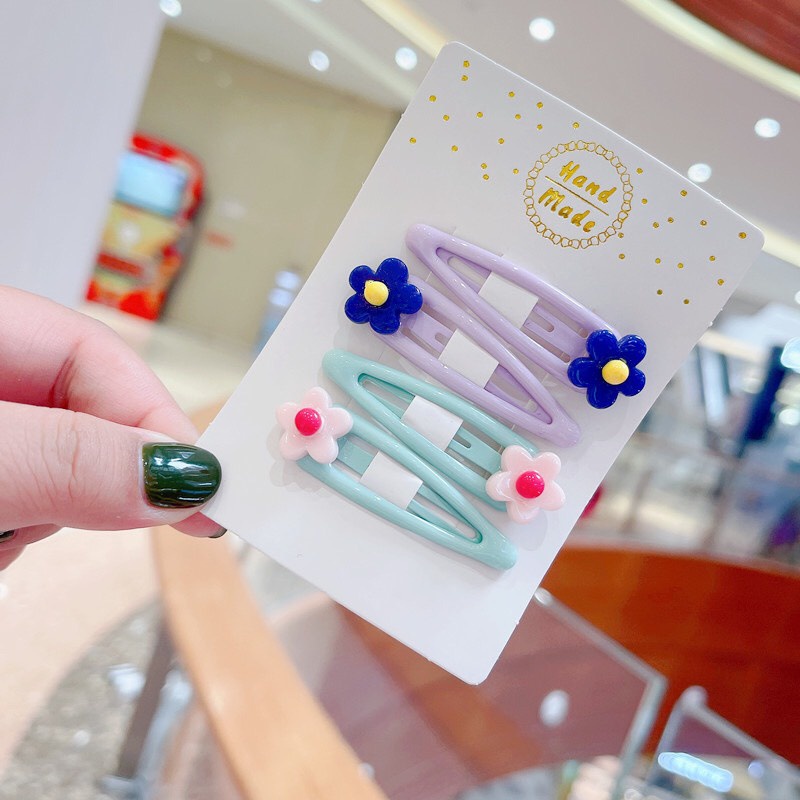 Set Kẹp Tóc Hình Giọt Nước Loại 5cm Họa Tiết Hoa Nhỏ, Trái Cây Nhiều Màu Sắc Dễ Thương, Xinh Xắn Cho Bé Yêu - PK18