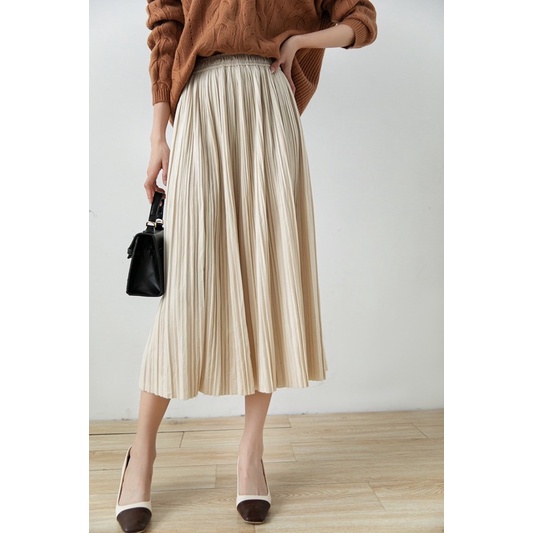 Chân váy nhung dập ly