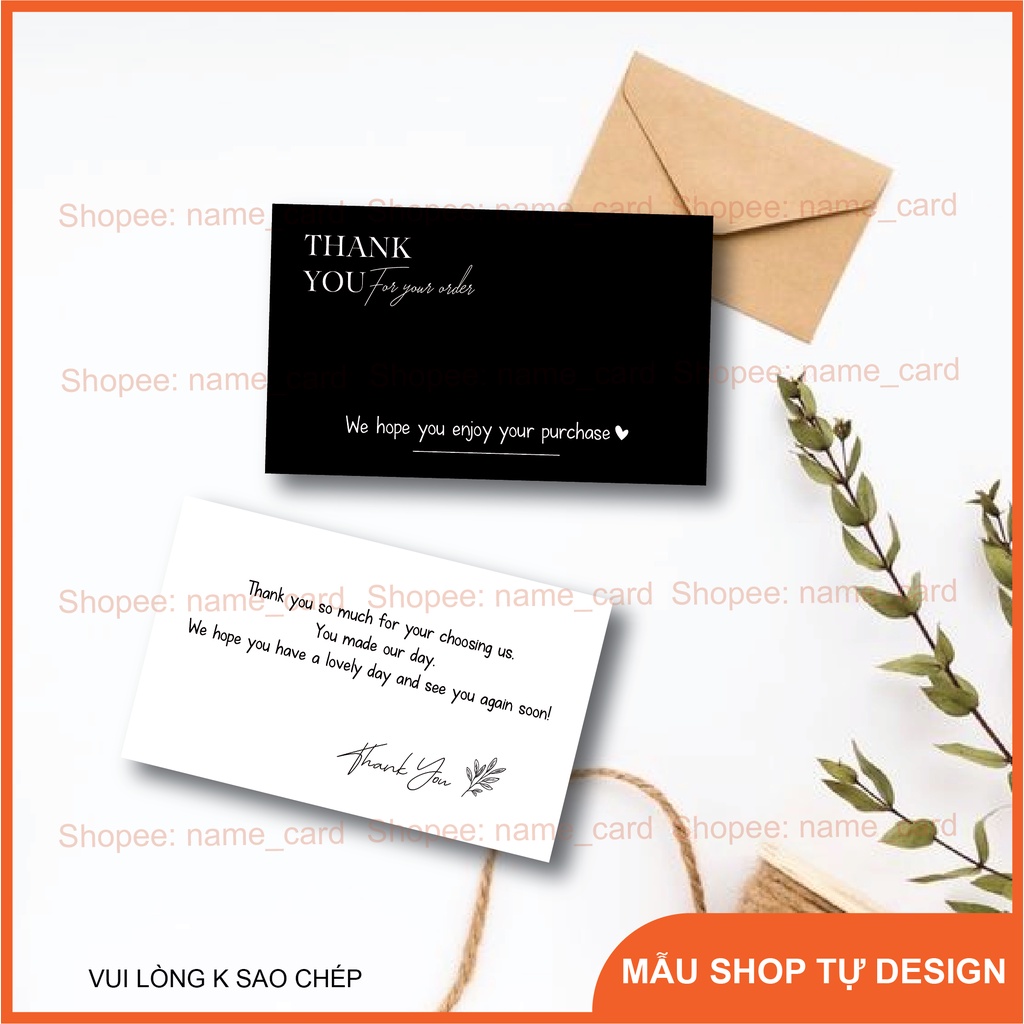 (Combo 100 cái) Name card cảm ơn, thank you card gói hàng có sẵn tại shop