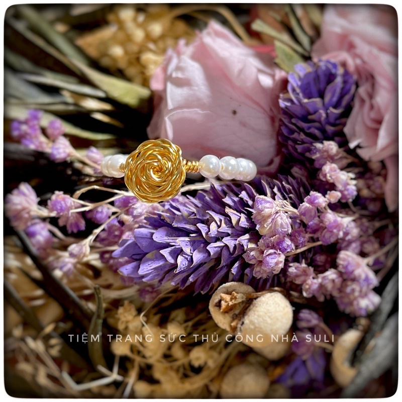 Nhẫn nữ hoa hồng thủ công style Vintage
