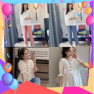 Bộ đồ bầu và sau sinh CÓ KHÓA CHO CON TI sành điệu, sang chảnh áo ĐŨI, quần LỤA HÀN mềm mại, MÁT B02