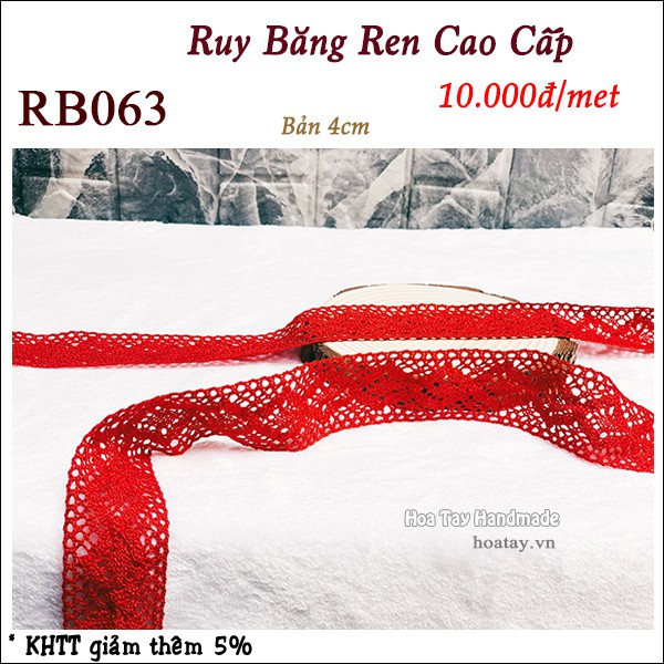 Ruy Băng Ren Cao Cấp màu đỏ bản 4cm RB063