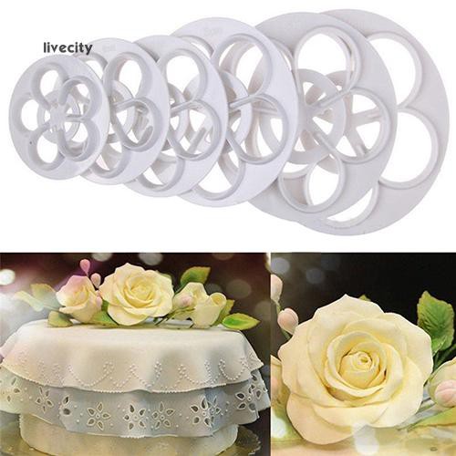 Bộ 6 Khuôn Cắt Kẹo Mềm Trang Trí Bánh Tạo Hình Hoa Hồng