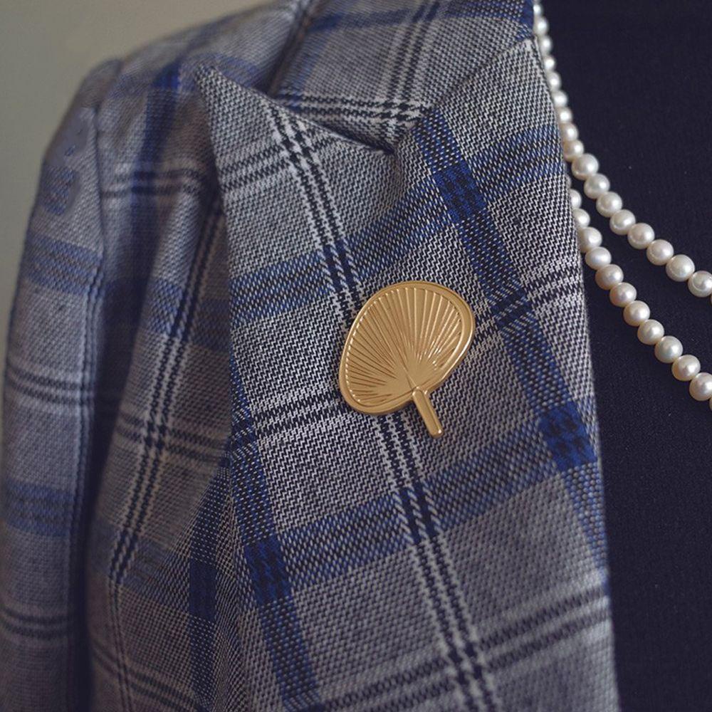 Ghim Cài Áo Hình Quạt Da Pu Thời Trang Cho Nữ