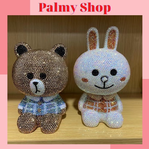 BEARBRICK ĐÍNH ĐÁ GẤU NÂU BROWN, THỎ TRẮNG CONY - handmade cho mọi lứa tuổi