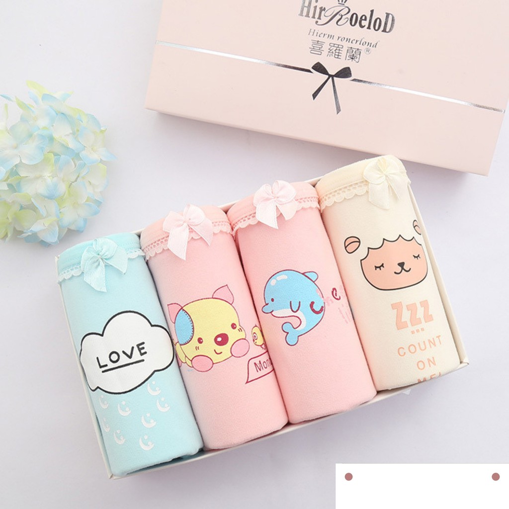 Set 4 quần lót nữ cao cấp cotton siêu dễ thương cho mẹ và bé 2021