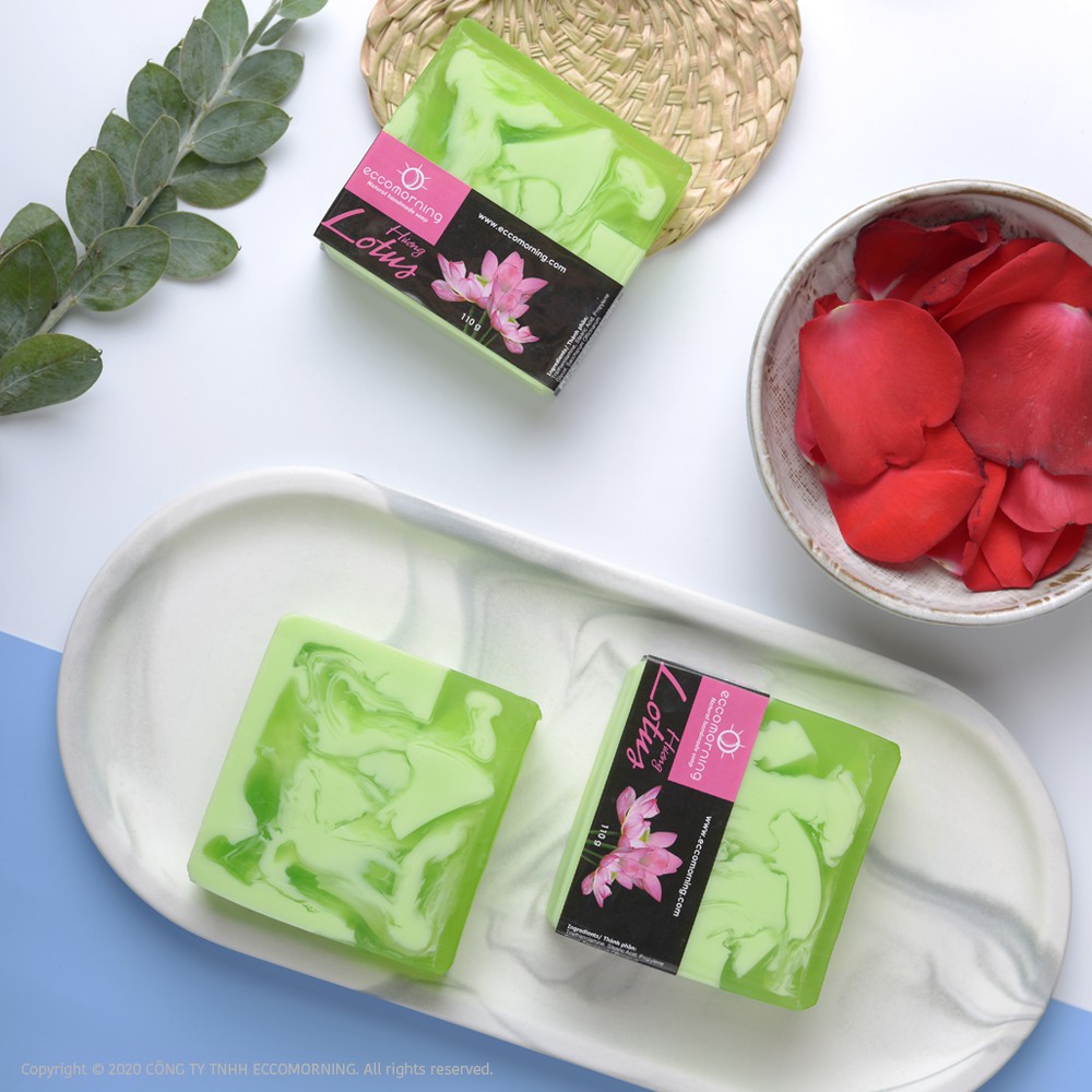 Xà Bông Thiên Nhiên Handmade eccomorning Hình Vuông Hương Hoa Sen - Lotus Soap | BigBuy360 - bigbuy360.vn