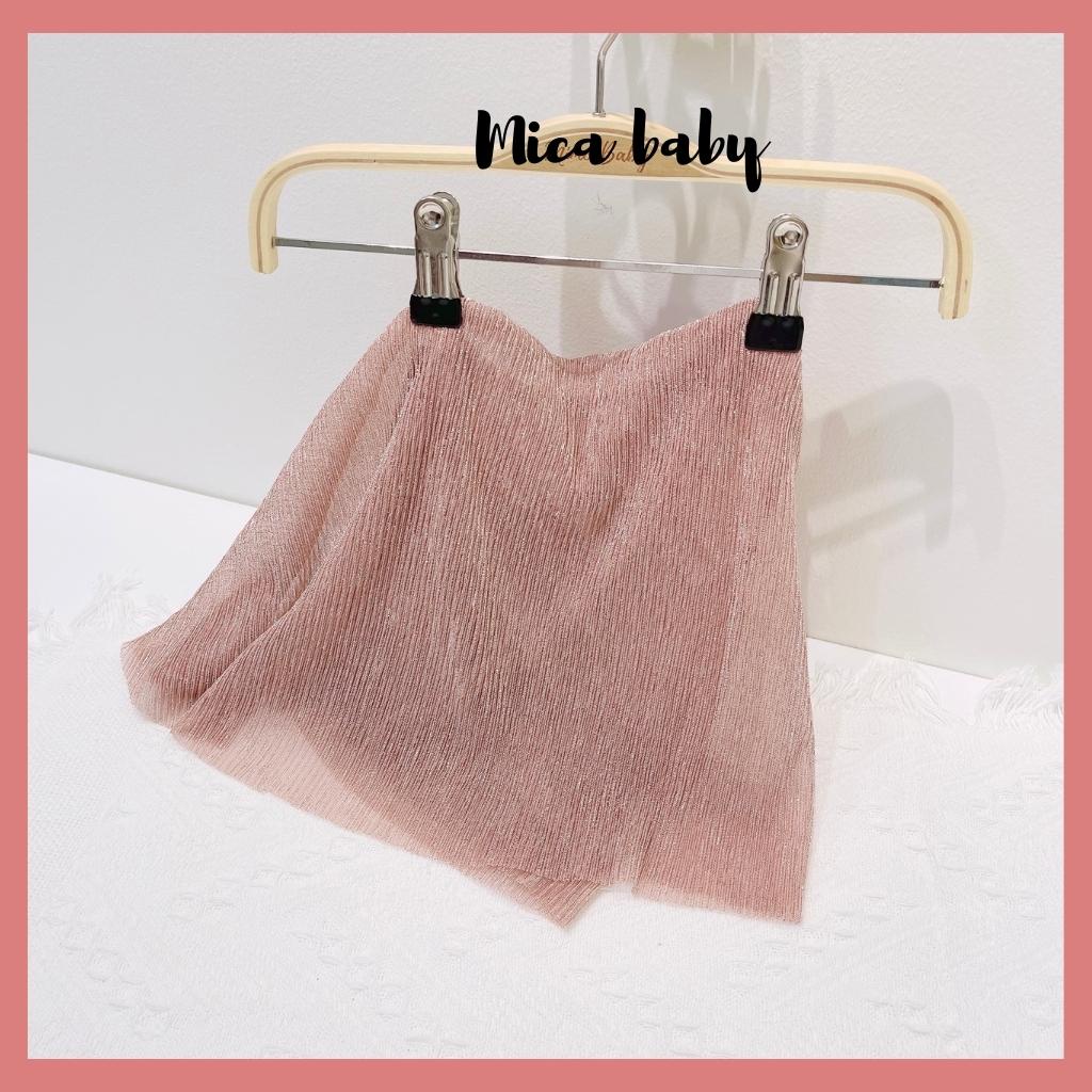 Set quần áo trễ vai vải kim tuyến dập ly cao cấp cho bé Mica baby QA20