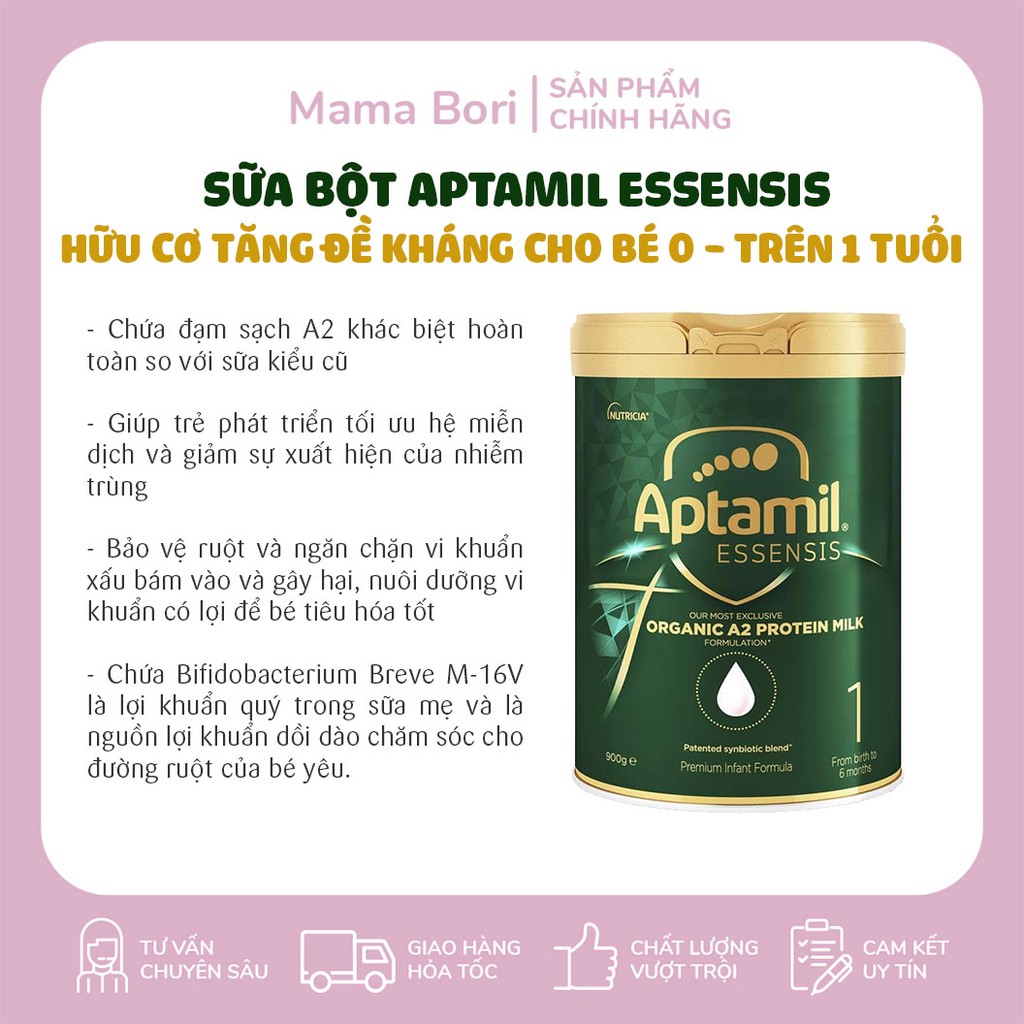 [Hàng chuẩn Air - Date mới nhất] Sữa bột Aptamil Essensis hữu cơ cho bé 0 - trên 1 tuổi 900g