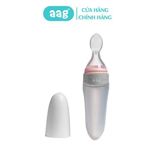 Bình thìa ăn dặm silicon AAG 322 an toàn tiện lợi cho bé - 2 màu xanh và hồng