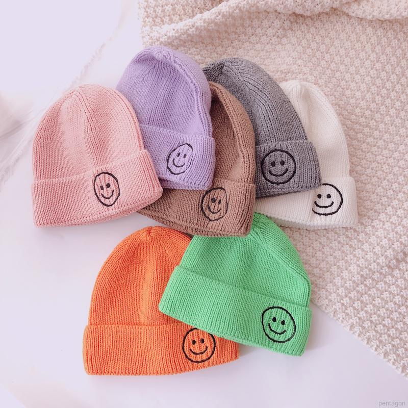 Mũ len dệt kim hình mặt cười dễ thương cho bé 1-5 tuổi