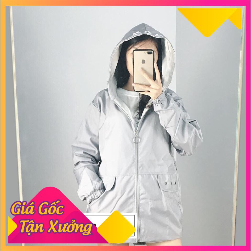 Áo Khoác Dù Trơn Kết Hợp Nón Năng Động