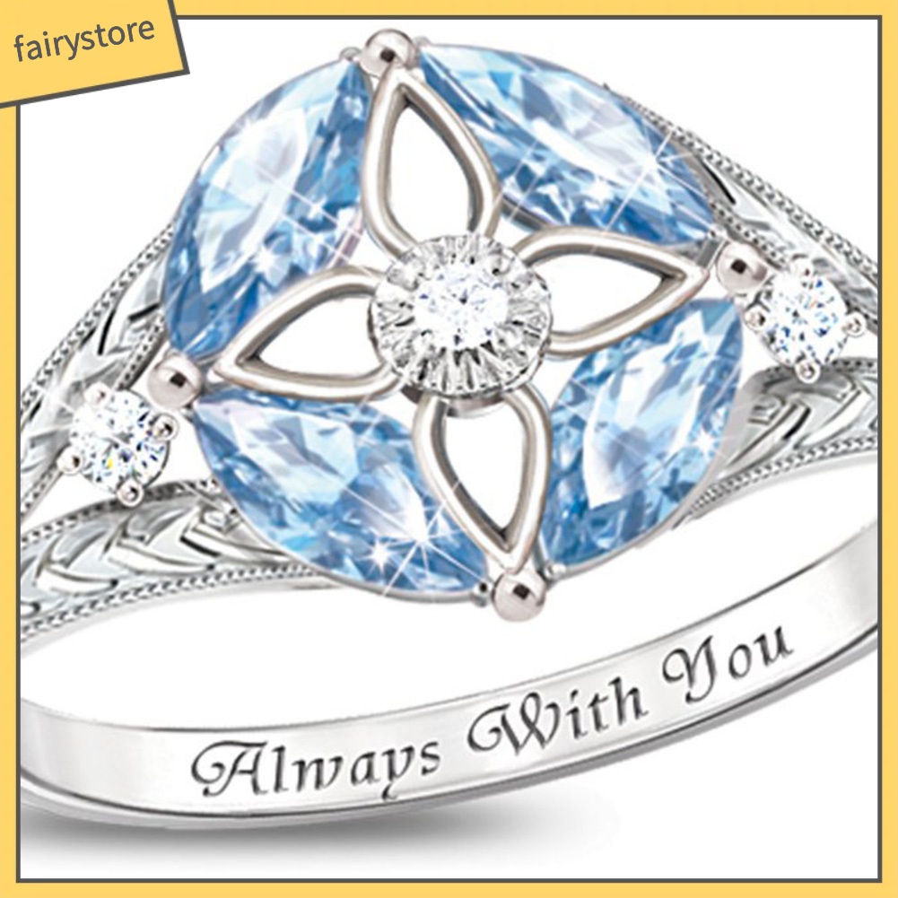 Nhẫn Hợp Kim Đính Đá Sapphire Nhân Tạo Sang Trọng Cho Nữ