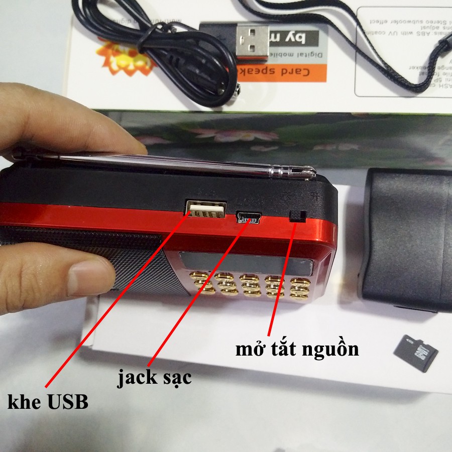 Máy k516 ghi âm phát trực tiếp, nghe nhạc,kinh phật từ thẻ nhớ,USB, Đài FM,kèm thẻ nhớ micro sd 8g,cáp sạc đầy đủ K516