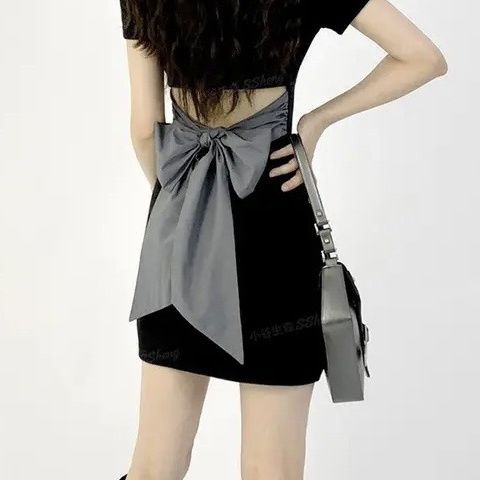 Đầm polo COZOKC tay ngắn thắt nơ lưng dễ thương thời trang