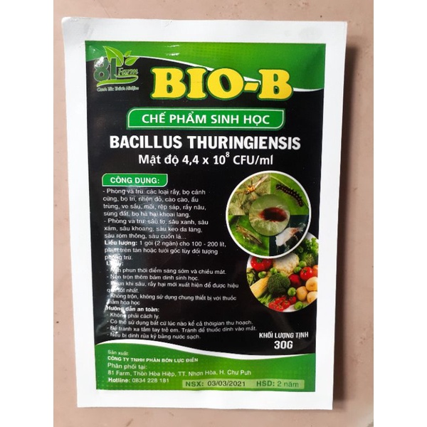 CHẾ PHẨM TRỪ SÂU SINH HỌC BIO-B GÓI 30GR Nhãn xanh