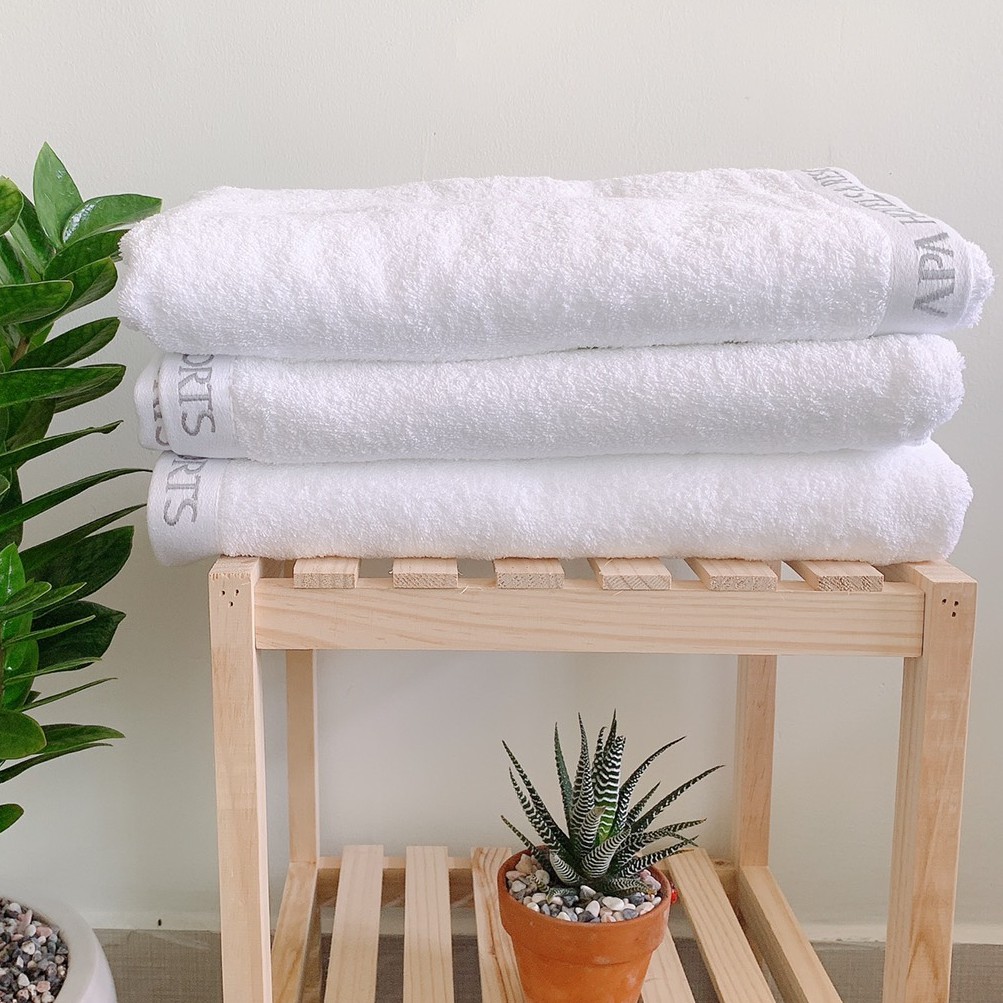 [KHĂN XUẤT DƯ] Khăn tắm APA COTTON cao cấp xuất khẩu, mềm mịn hàng xuất dư, Kích thước 70-140cm, nặng 540g, Màu Trắng.