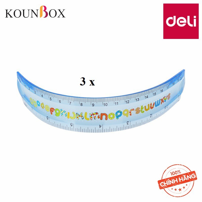 Combo 24 Thước kẻ nhựa dẻo hình kí tự Deli Printed Ecopvc Flexible Ruler 20cm 38014 – 30 cm 38015