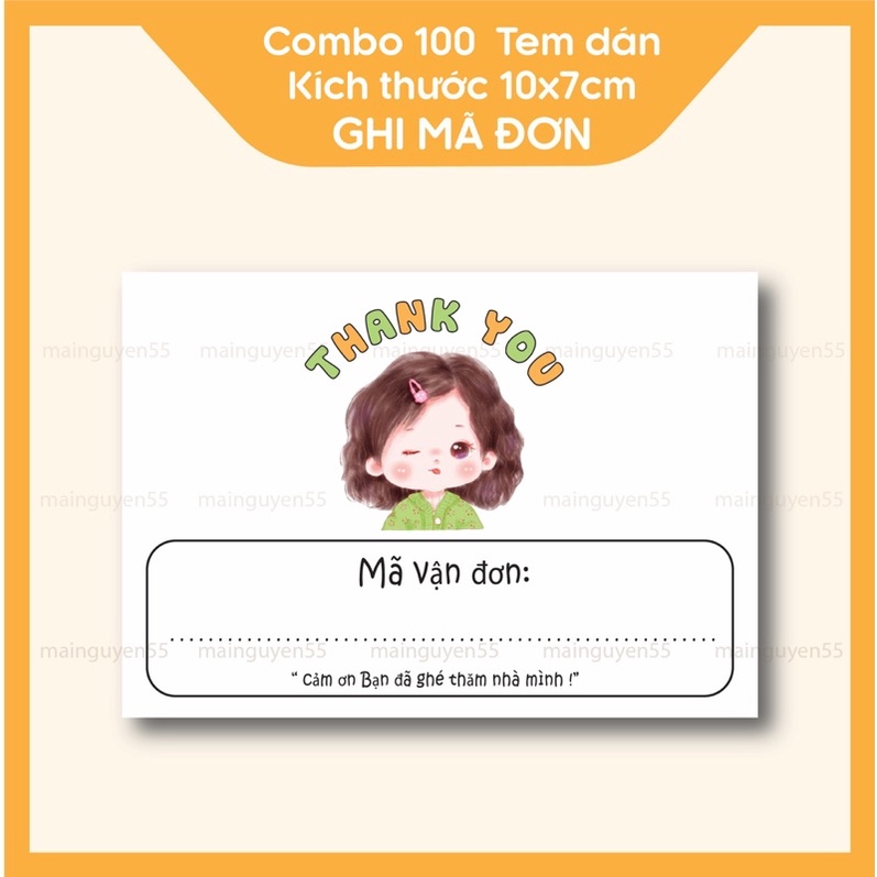 Tem dán Thank You , Tem Ghi Mã Đơn