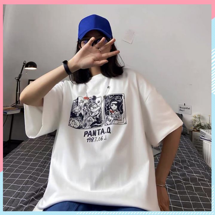 Áo thun unisex tay lỡ form rộng, áo phông nam nữ form rộng chất mát mịn thấm hút mồ hôi in hình PANTA