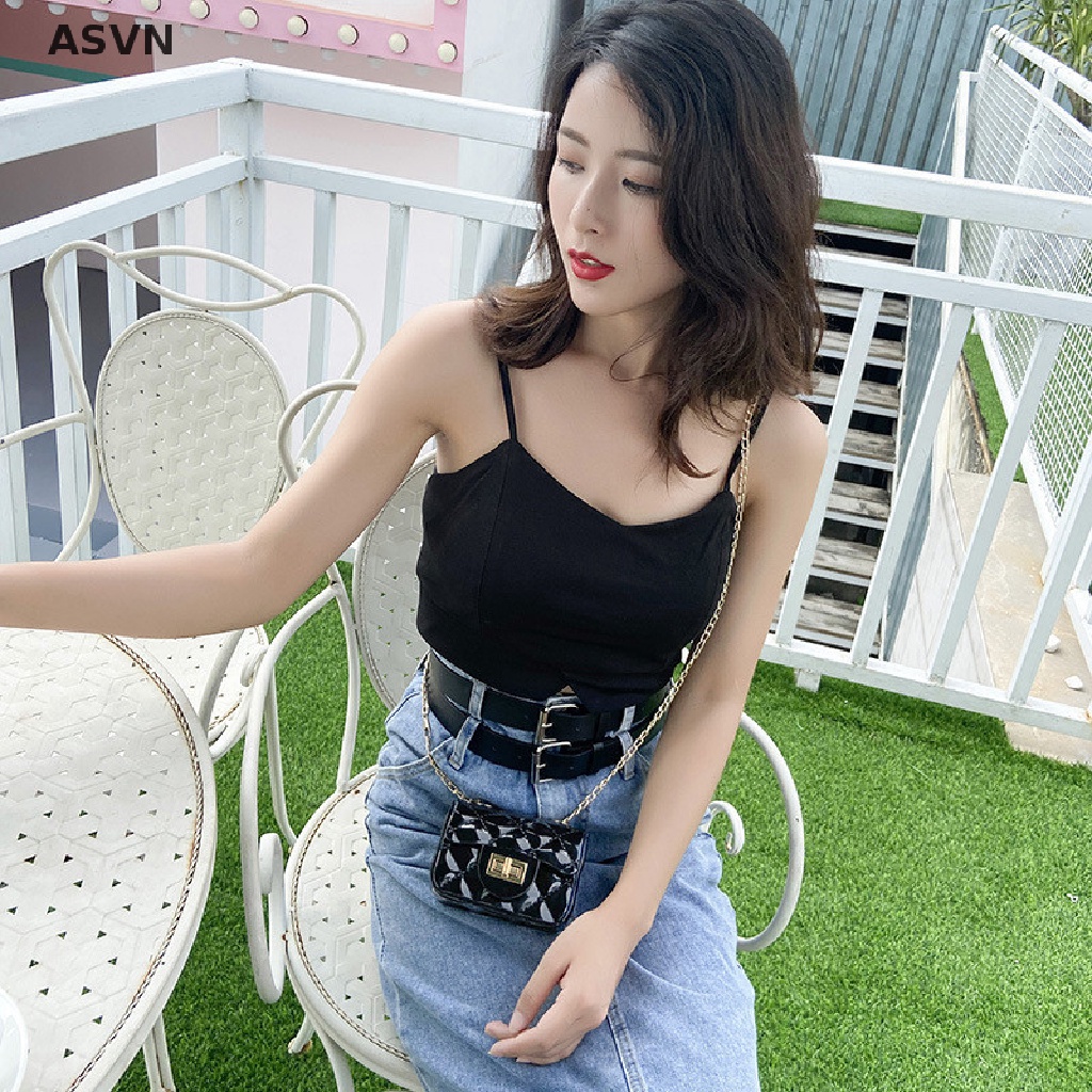 Asvn❤ Túi Đeo Chéo mini Bằng PVC Đính Ngọc Trai Thời Trang Dành Cho Nữ