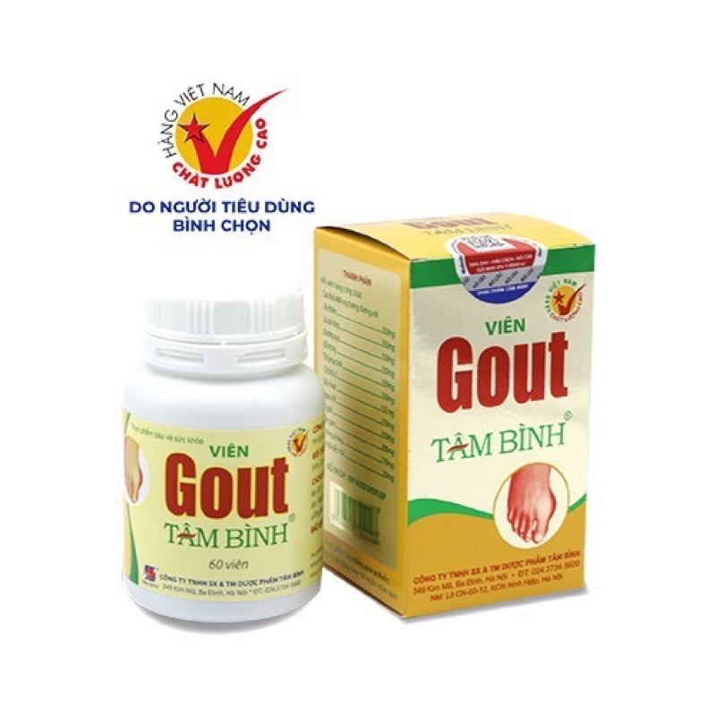 Viên Gout Tâm Bình [Chính hãng] Hỗ trợ giảm đau, giảm sưng do gout, tăng đào thải acid uric