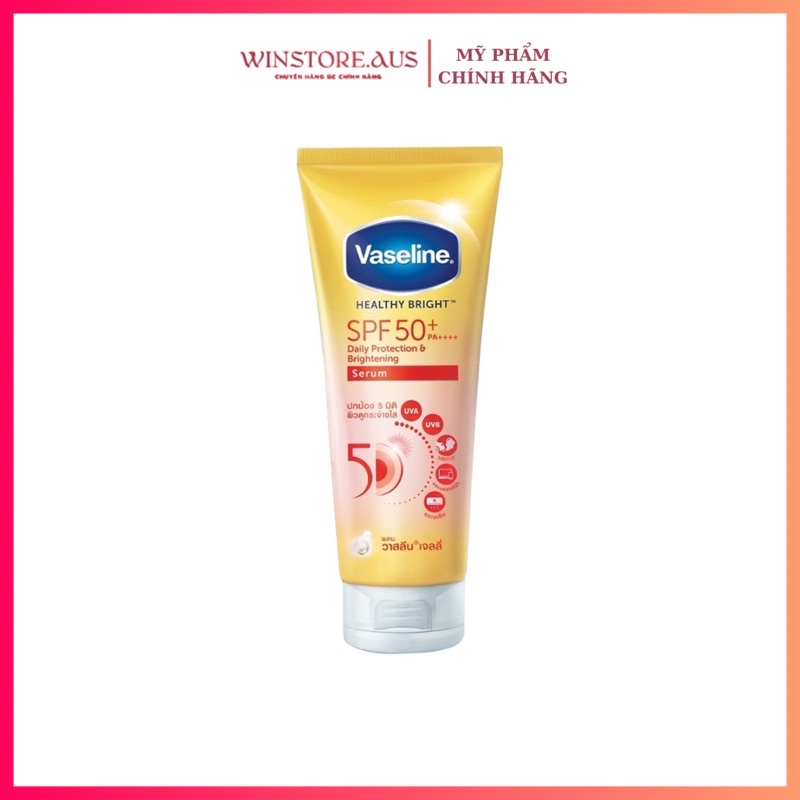 Sữa Dưỡng Thể Chống Nắng Vaseline 50X Healthy Bright Daily Protection &amp; Brightening Serum SPF50 Thái Lan Tuýp 320ML