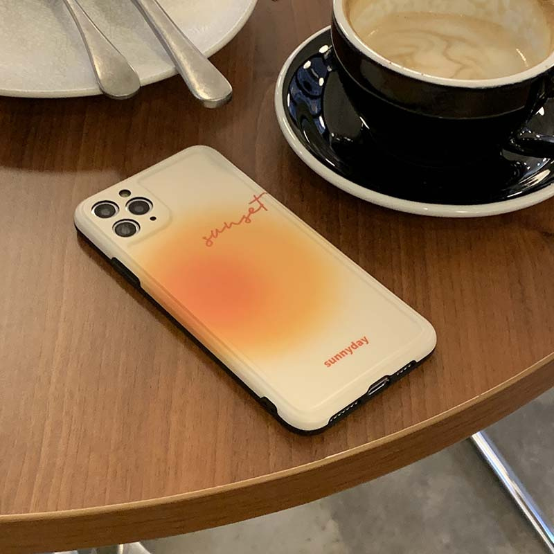 iPhone Case Casing Gradient Sun For iPhone11 12 Pro Max Lens Protection 7 8 Plus X XS XR XSMAX Anti-fall Soft Case Cover AISMALLNUT