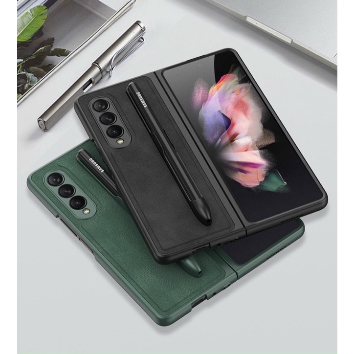 Samsung Z Fold 3 5G_ Ốp lưng Likgus da 2 mảnh có khay để bút chính hãng đẹp sang trọng tình tế