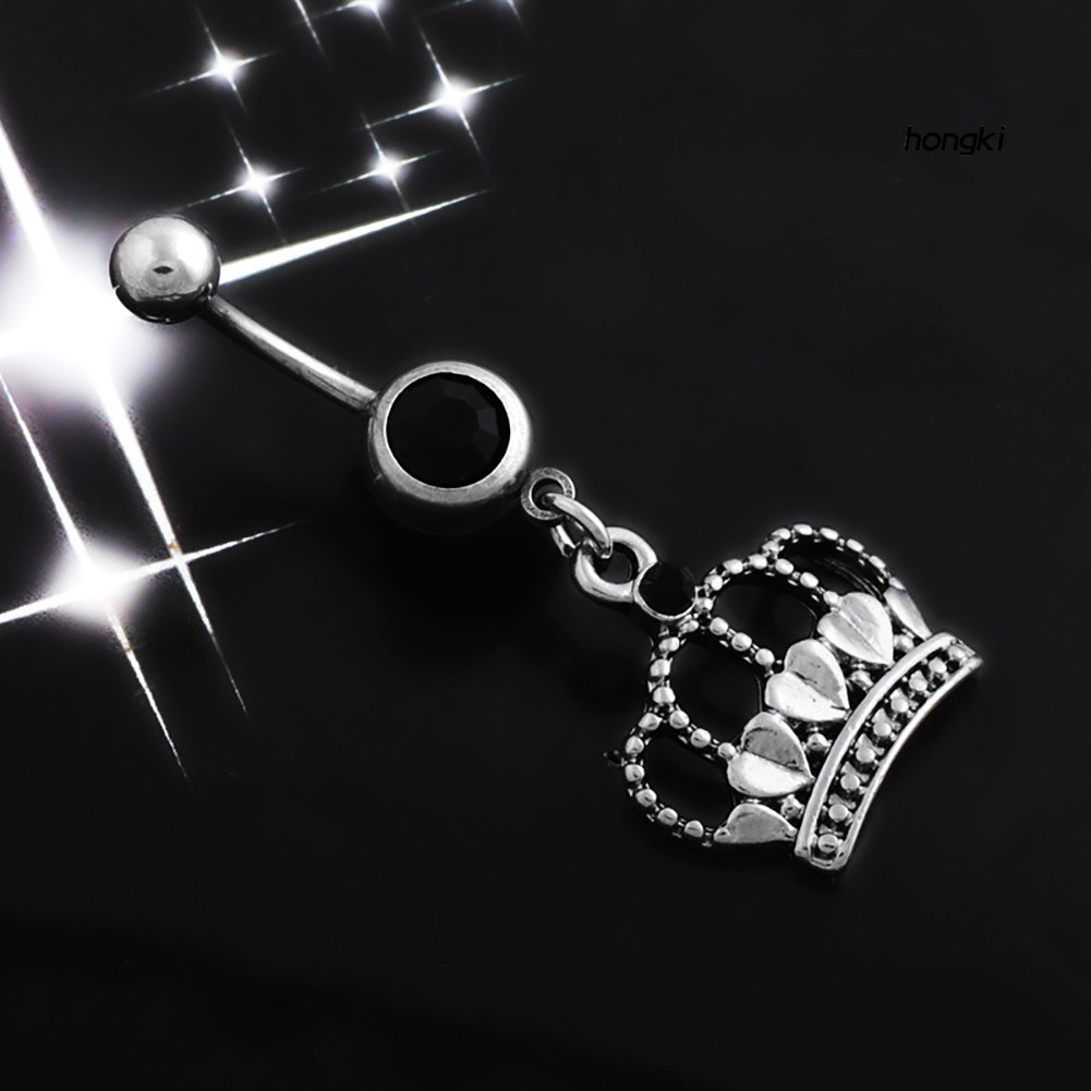 (Hàng Mới Về) Khuyên Rốn Hình Trái Tim Vương Miện Đính Kim Cương Giả Thời Trang Cho Nữ