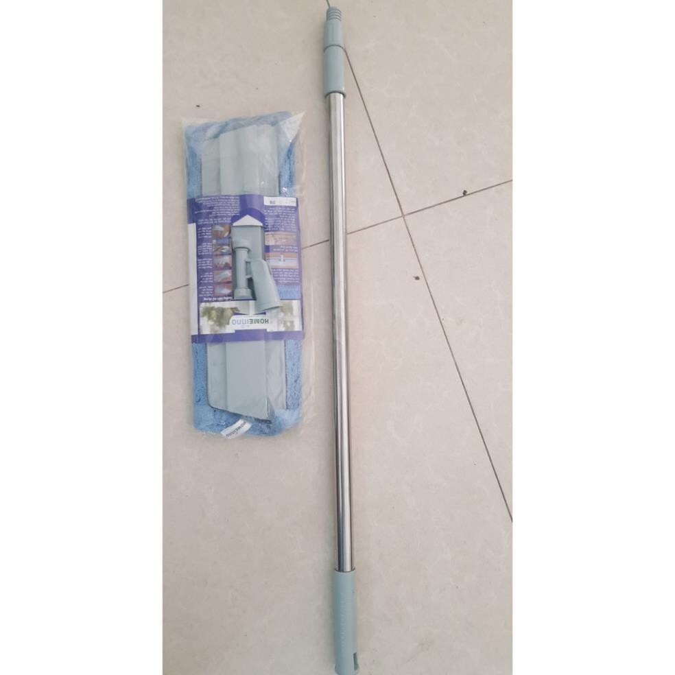Cây Lau Nhà Microfiber 45cm mịn Homeinno Dạng dán Đế Nhựa Cán Rút