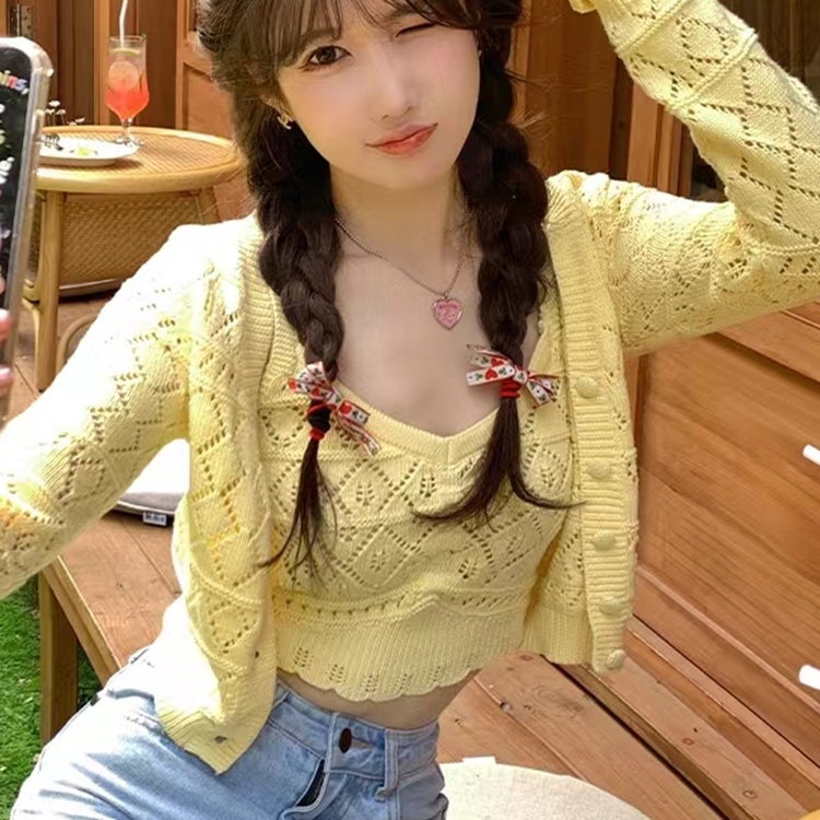 SUXI Áo Cardigan Dệt Kim Tay Dài Màu Trơn Dễ Phối Đồ Thời Trang Mùa Hè Cho Nữ