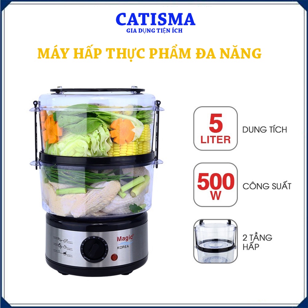 Nồi Hấp Đa Năng Magic Korea A64 5 Lít Công Suất 500W hấp thịt, rau, củ quả, cá,trứng....Bảo Hành 12 tháng