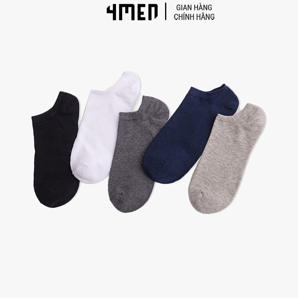 Vớ nam cổ ngắn 4MEN VN021 trơn vải cotton thấm hút mồ hôi, nhiều màu đẹp, co giãn, thoáng khí