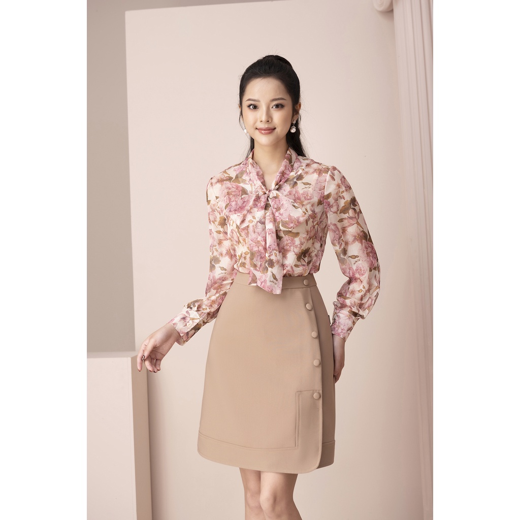 Áo Sơ Mi Kiểu Nữ LUPERI Dáng Suông Dài Tay, Vải Voan Hàn Cao Cấp Mềm Mịn Không Co Nhăn, Họa Tiết Hoa Thanh Lịch LFSM1203