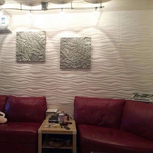 Xốp dán tuờng 3D vân sóng trắng 70x70cm