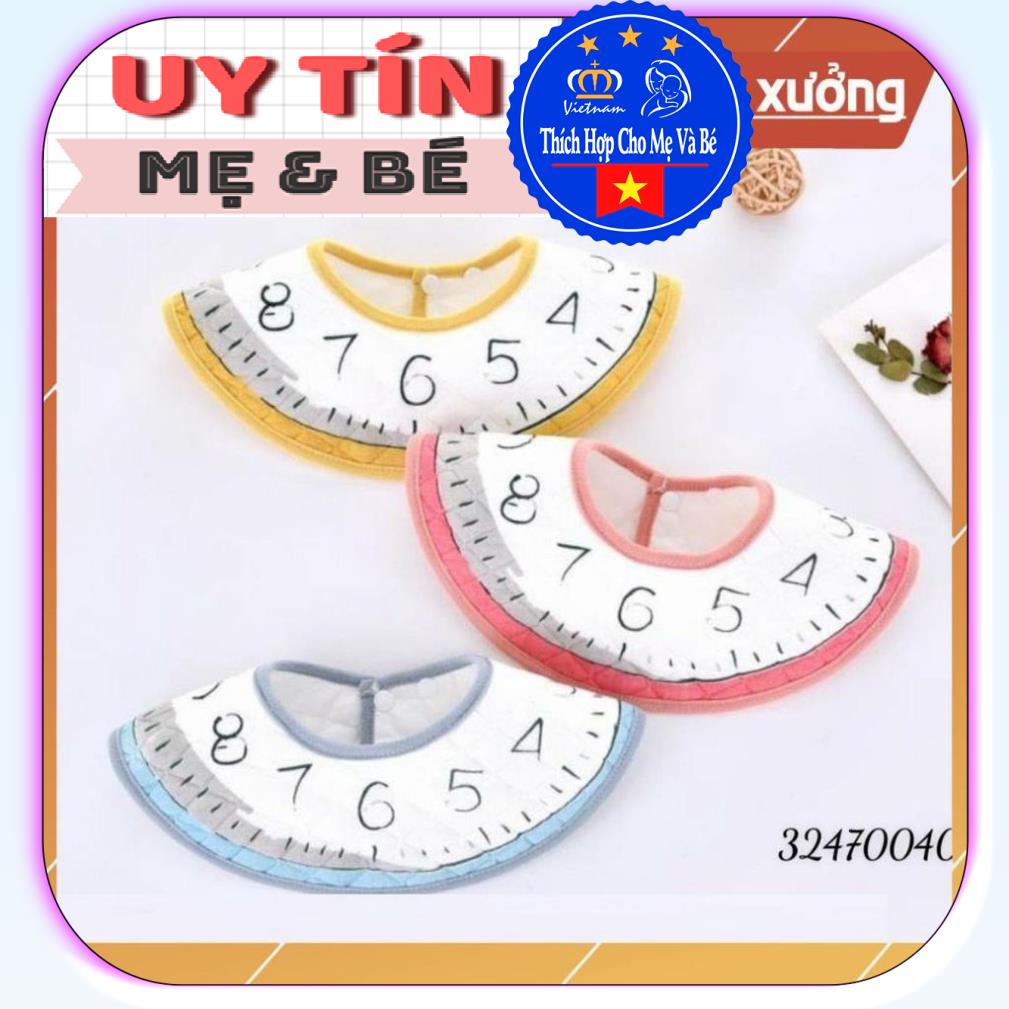 yếm ăn dặm,tạp dề cho bé hình đồng hồ (2 cái) 3247, chất liệu cotton 100% , thương hiệu Aiueo Nhật Bản