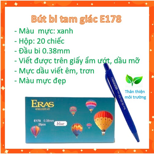 Bút bi tam giác ERÁ  E178 nét bút 0.38mm, Hộp 20 chiếc