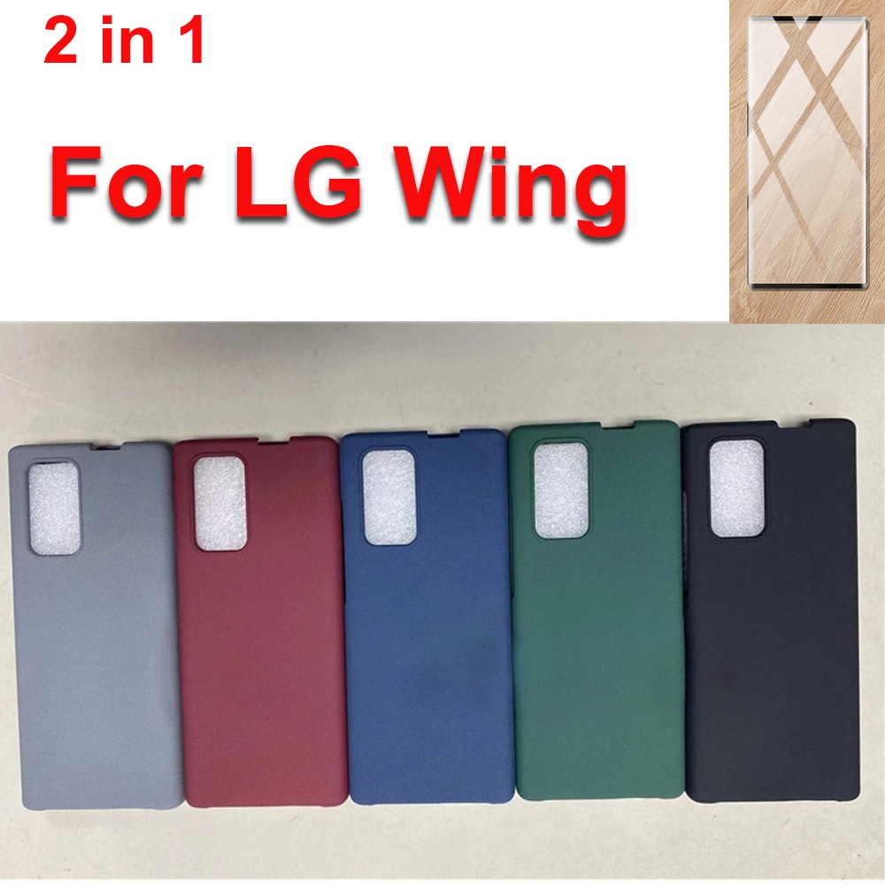 Ốp Điện Thoại Hard PC Mềm Có Cánh + Kính Cường Lực Bảo Vệ Màn Hình Cho LG Wing 5G LM-F100N
