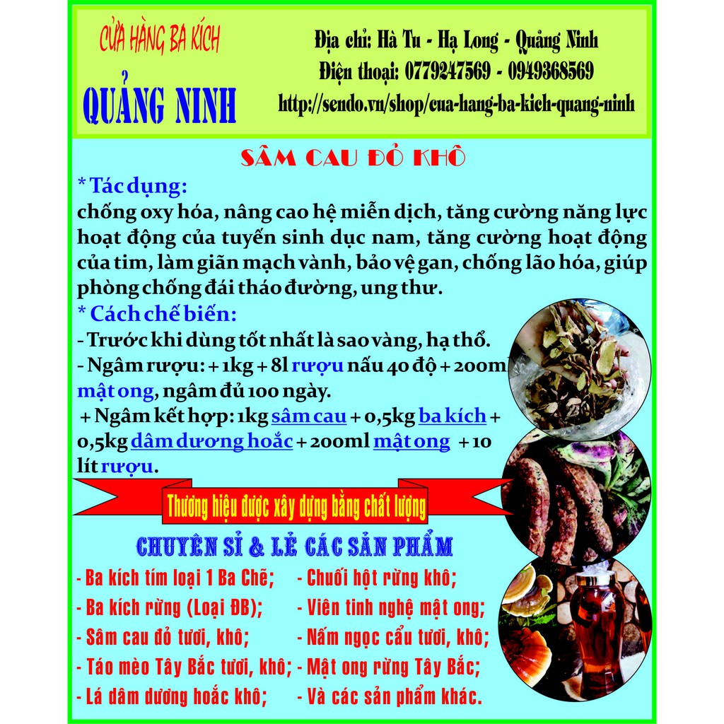 01 Kg Sâm cau đỏ khô thái lát