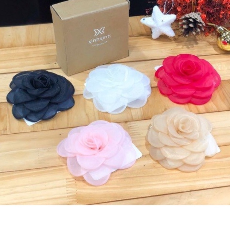 -𝐒𝐀𝐋𝐄-Hoa trà lụa cài áo, Tag hoa cài váy trơn SANG TRỌNG hàng nhập khẩu cao cấp- Phụ Kiện Trang Trí Dành Cho Nữ HOA9006